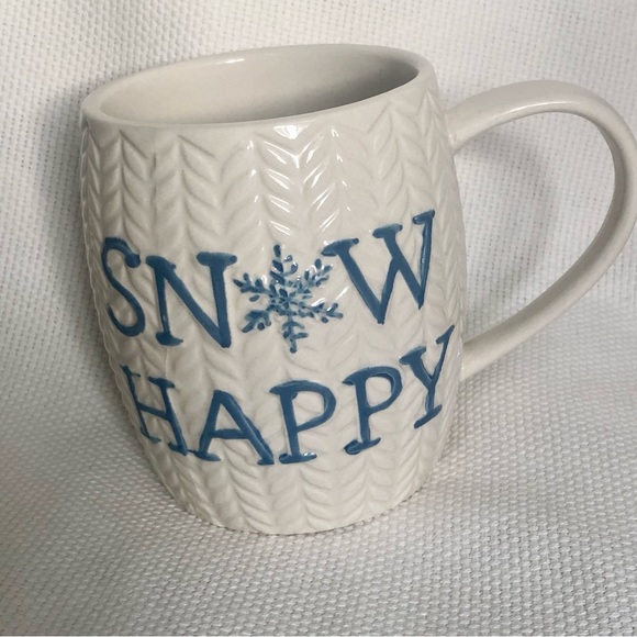 Cozy sweater snowflake White and Blue Snow Happy coffee hot chocolate Mug - Picture 1 of 5